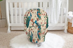 Load image into Gallery viewer, Perching Peacocks | 100% Organic Cotton Muslin Baby Bedding
