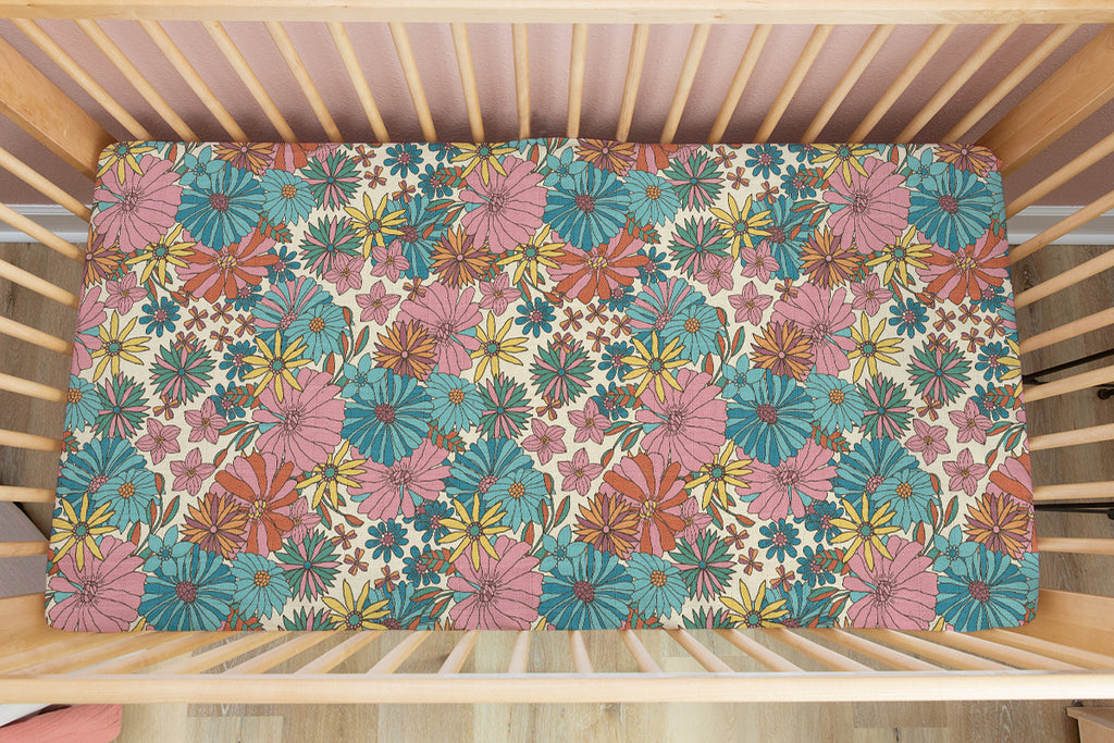 Groovy Blooms | 100% Organic Cotton Muslin Baby Bedding