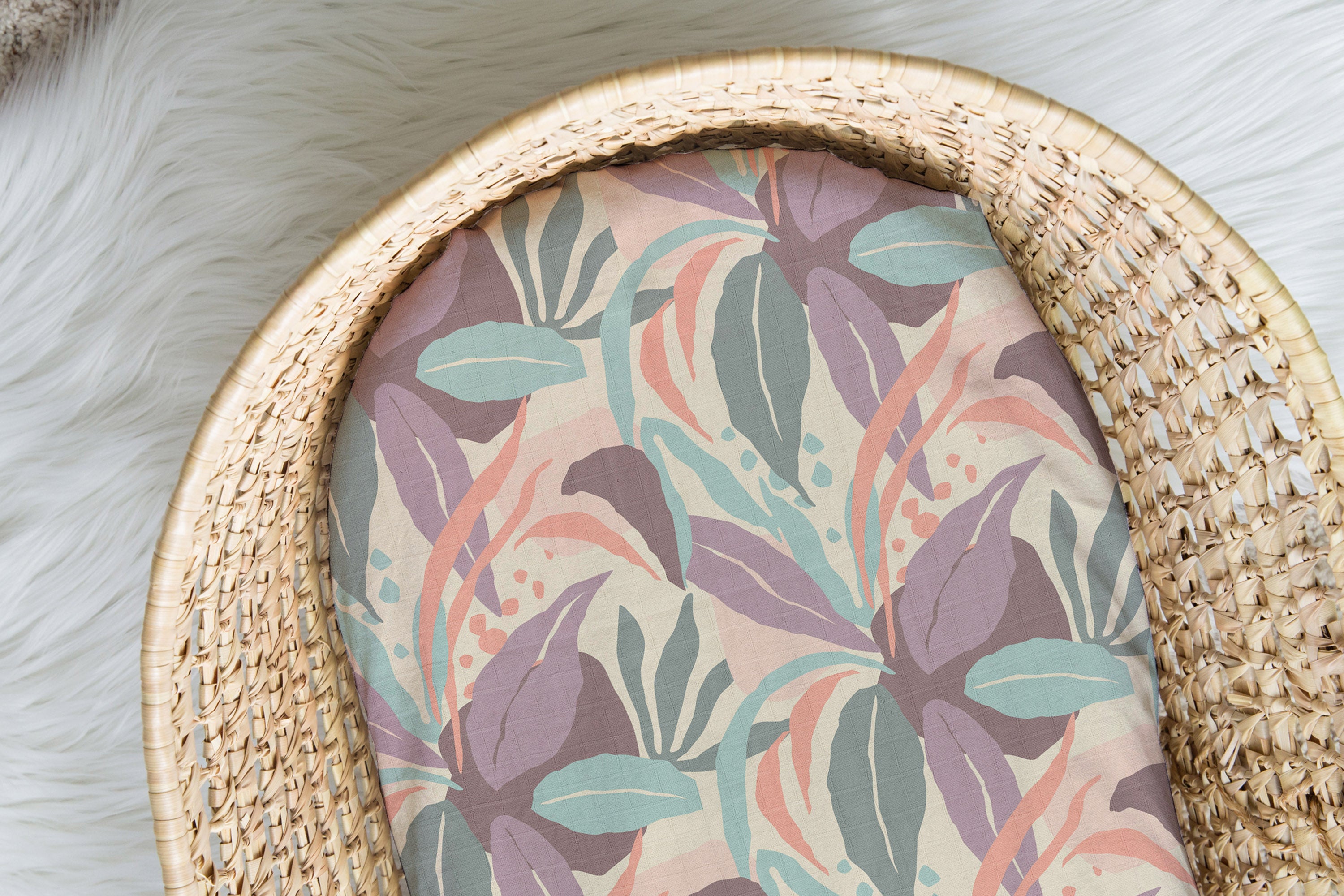 Tropicana | Moses Basket Sheet | 100% Organic Cotton Muslin