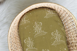 Saguaro Nights | Moses Basket Sheet | 100% Organic Cotton Muslin