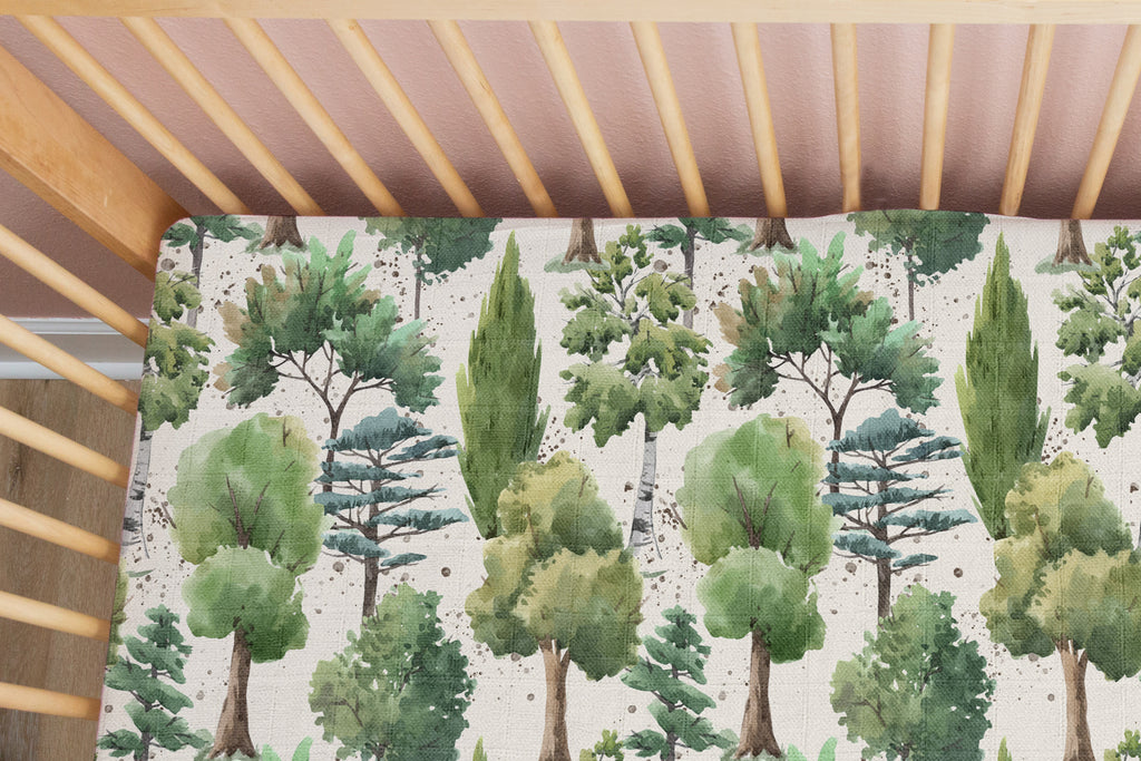 Deep Forest | 100% Organic Cotton Muslin Baby Bedding