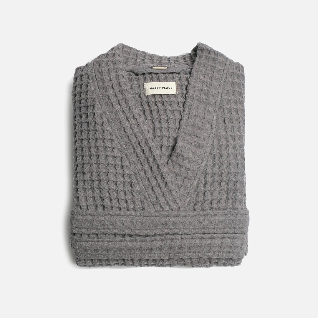 The Organic Weightless Waffle Robe - Coal