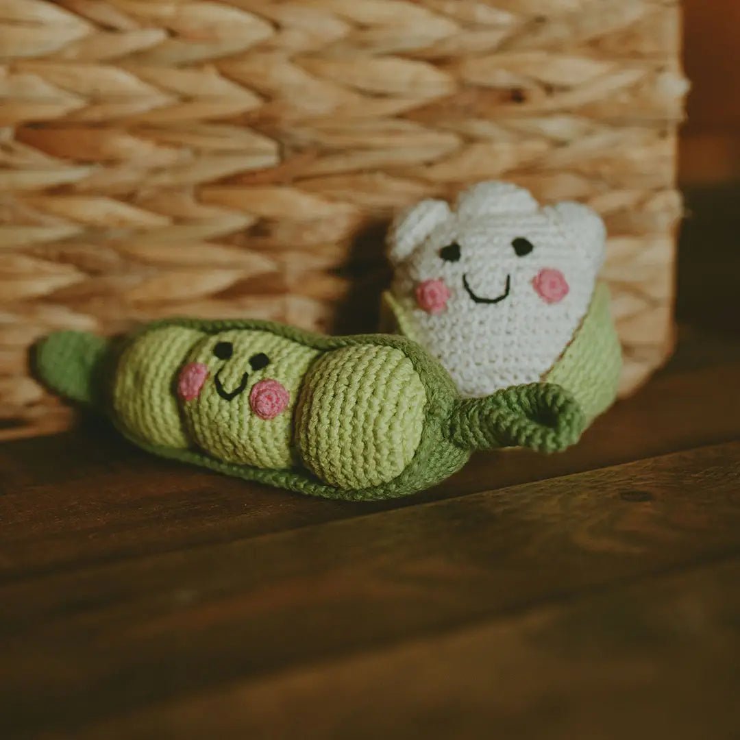 Organic Crocheted Veggie Rattle | Friendly Cauliflower