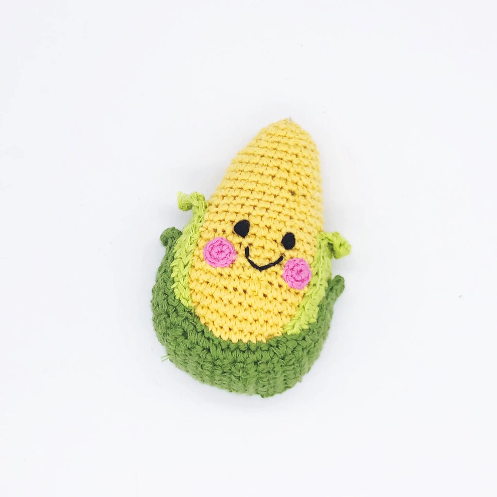 Organic Crocheted Veggie Rattle | Friendly Sweetcorn