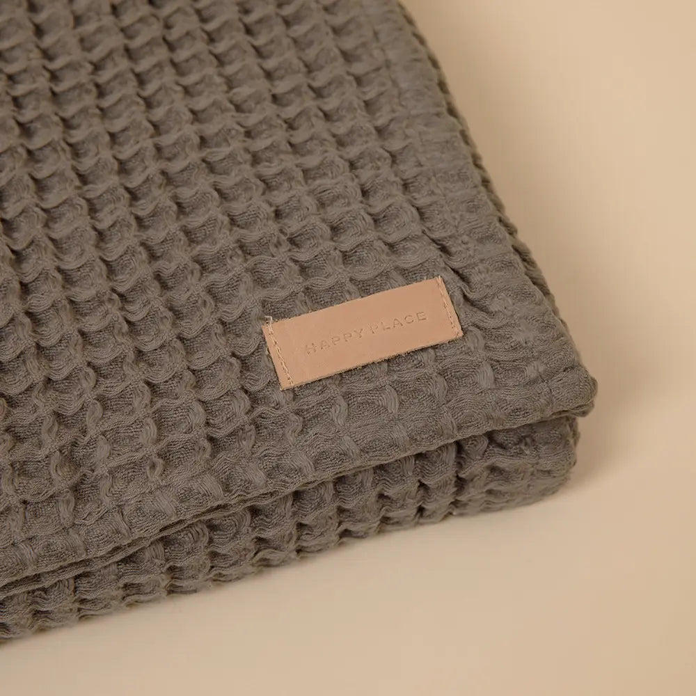 Organic Weightless Waffle Throw Blanket | Coal