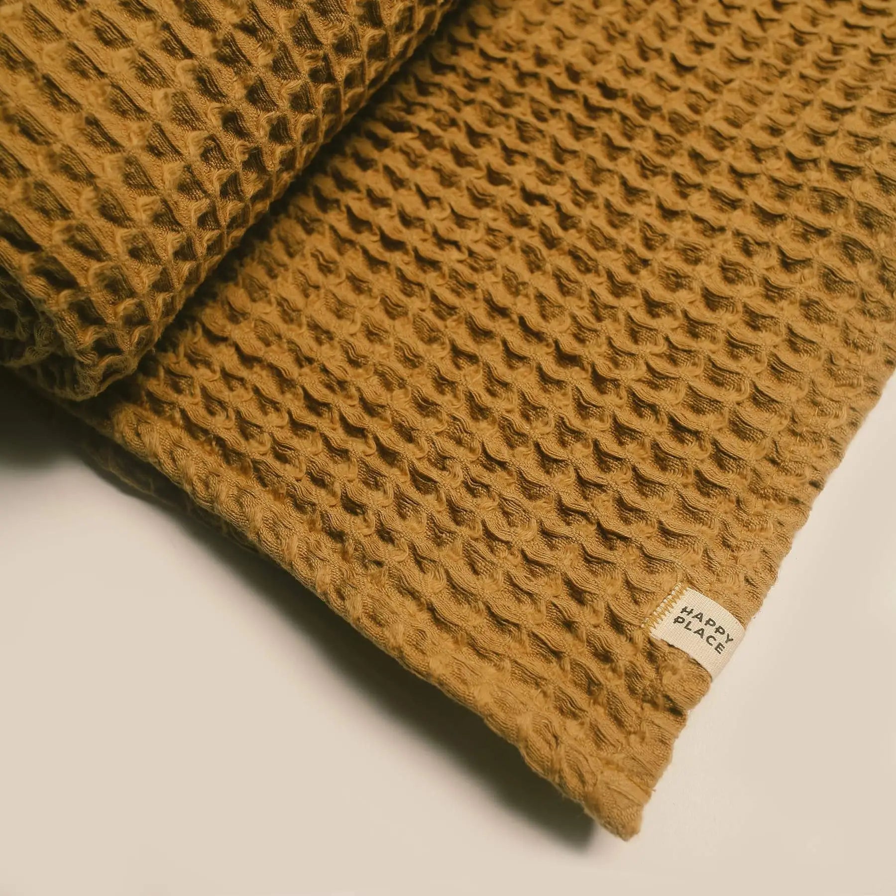 Organic Weightless Waffle Throw Blanket | Dijon