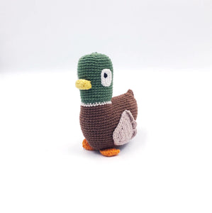 Organic Crocheted Rattle Toy | Mallard Duck