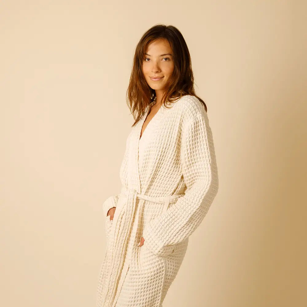 The Organic Weightless Waffle Robe - Wheat