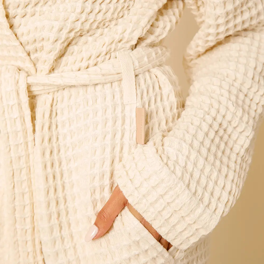 The Organic Weightless Waffle Robe - Wheat