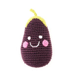 Load image into Gallery viewer, Organic Crocheted Veggie Rattle | Friendly Eggplant
