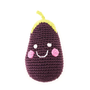 Organic Crocheted Veggie Rattle | Friendly Eggplant