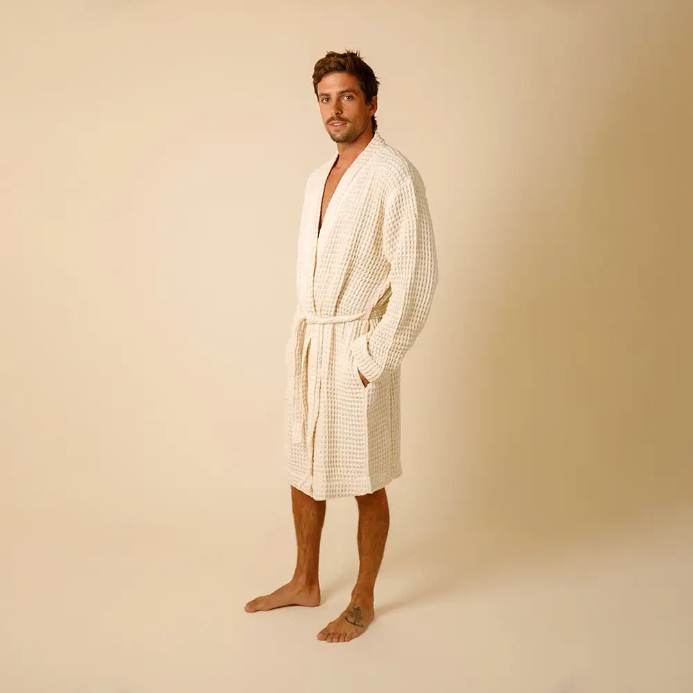 The Organic Weightless Waffle Robe - Wheat