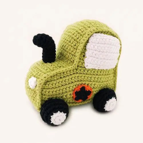 Organic Crocheted Rattle Toy | Tractor
