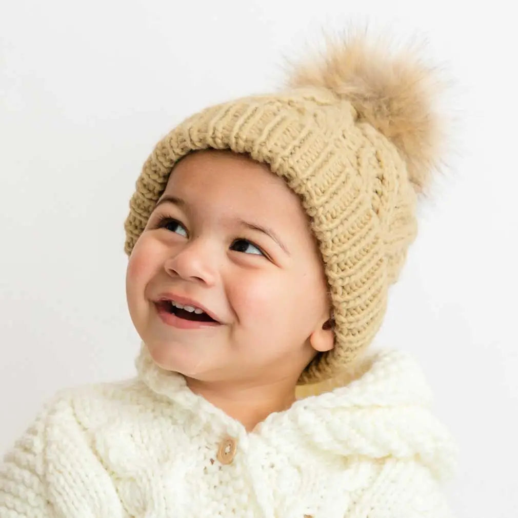 Birch Pop Hand Knit Pom Pom Beanie Hat
