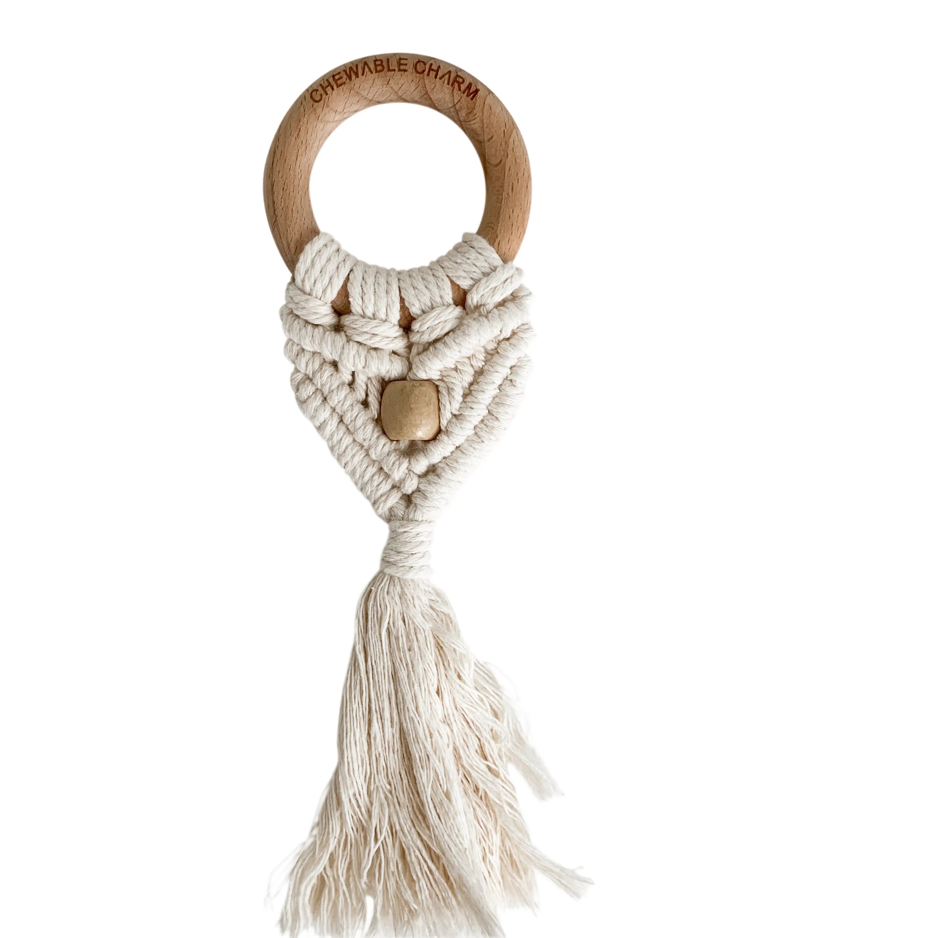 Celeste Macrame Teether + Bead | Cream