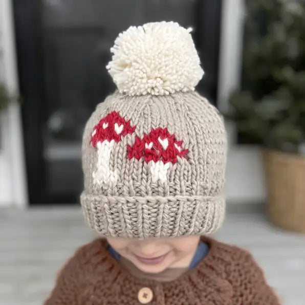 Mushroom Pom Pom Beanie Hat