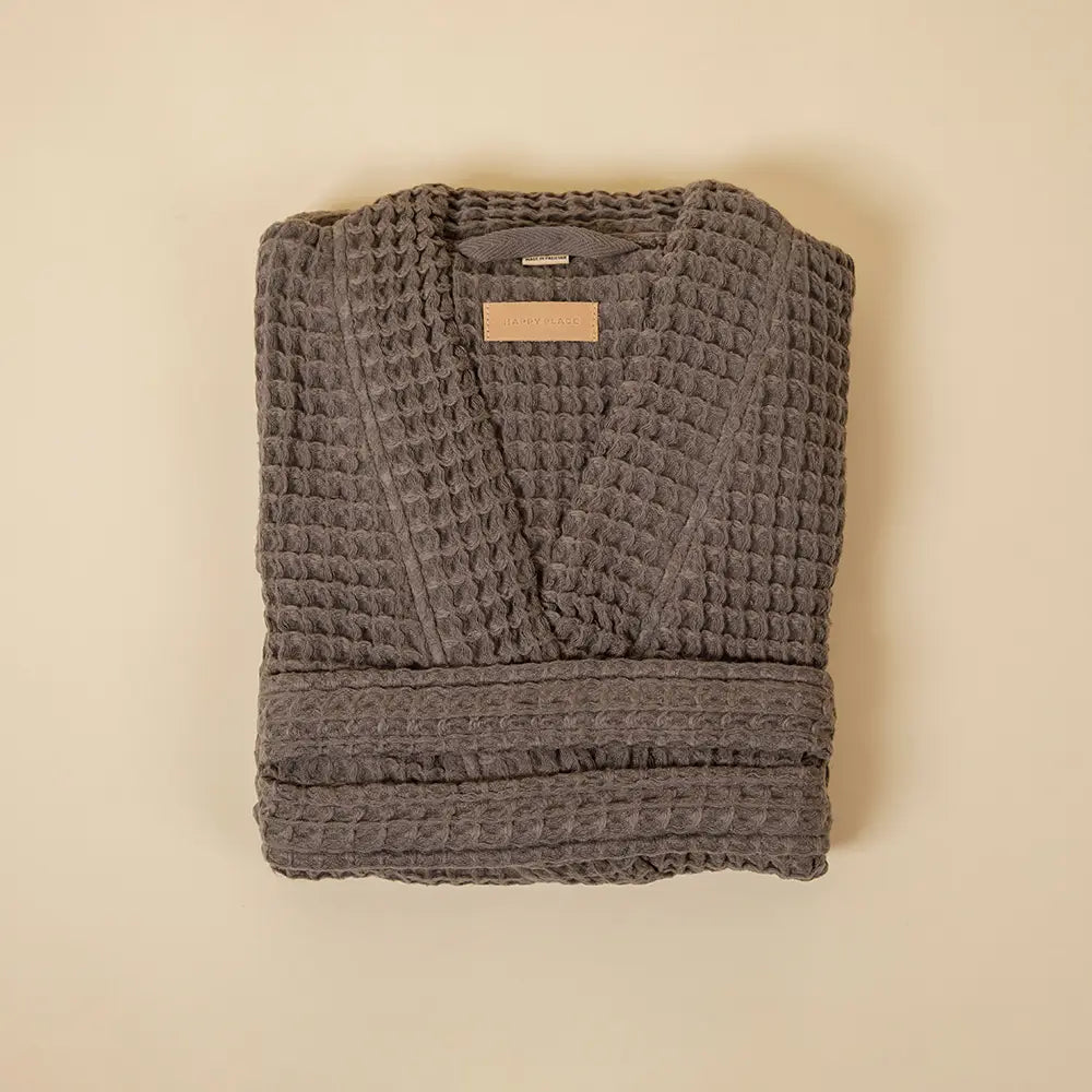 The Organic Weightless Waffle Robe - Coal