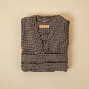 The Organic Weightless Waffle Robe - Coal