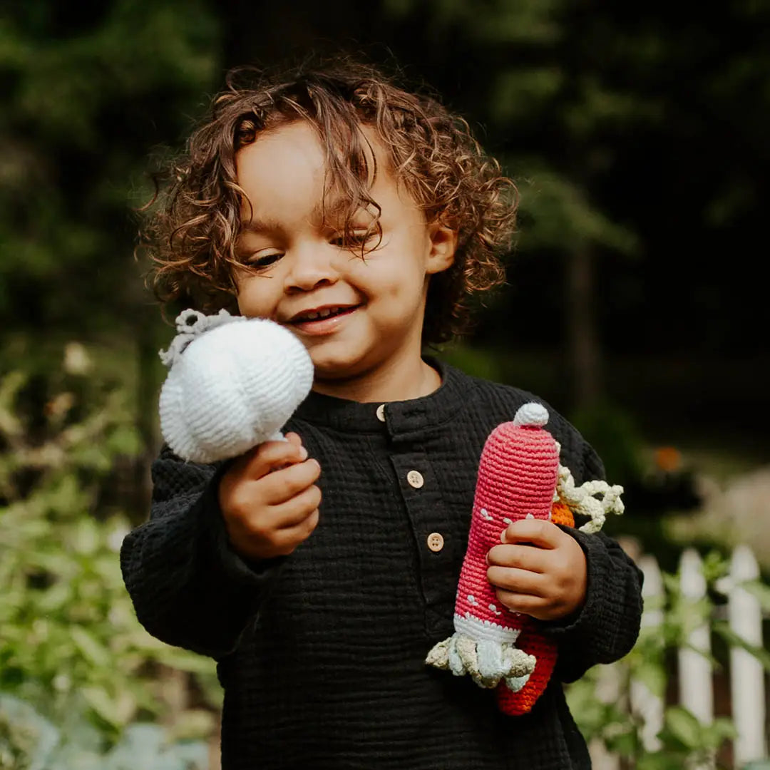 Organic Crocheted Veggie Rattle | Friendly Radish