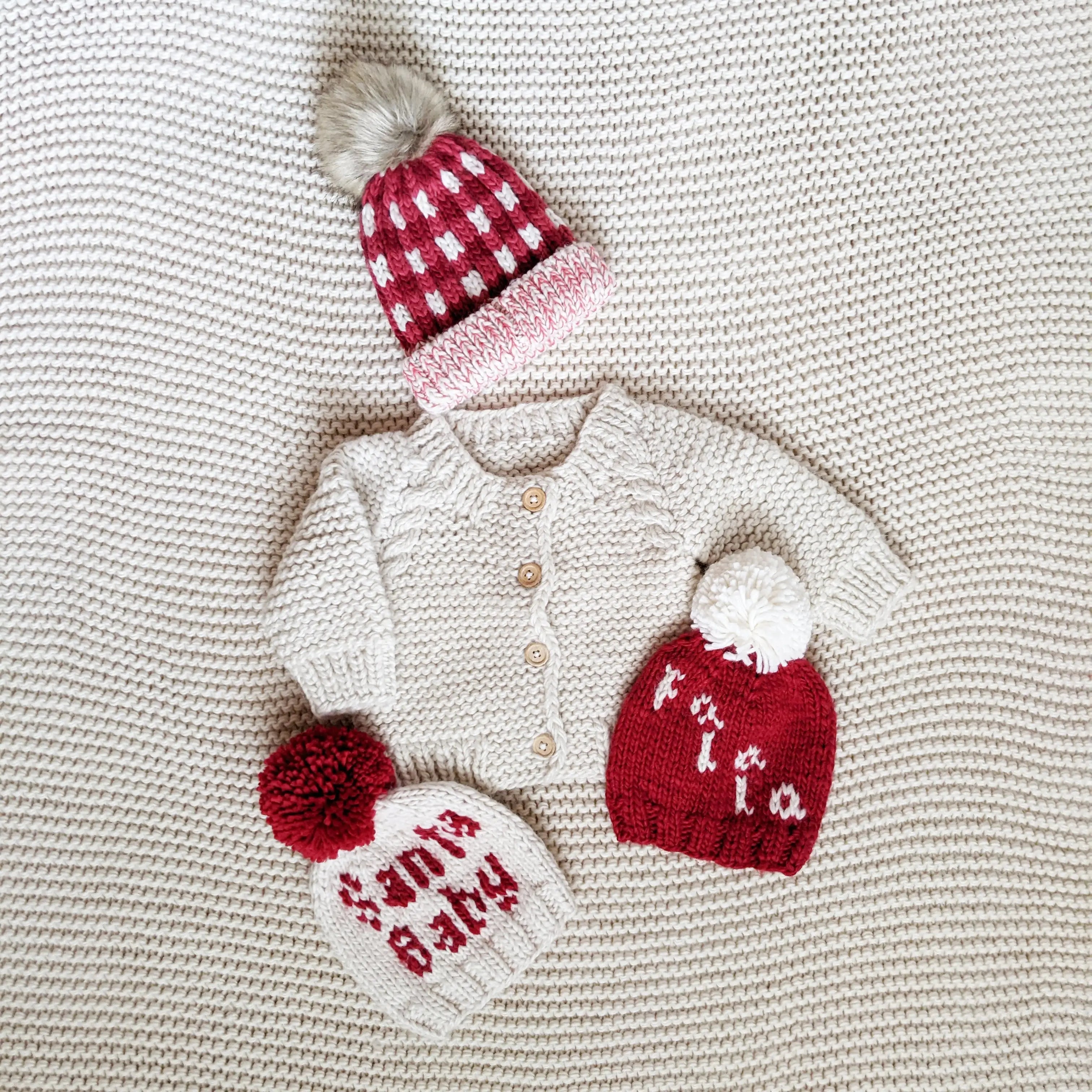 Festive Red Buffalo Check Pom Pom Beanie Hat