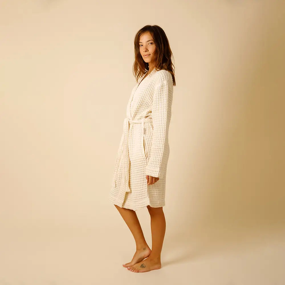 The Organic Weightless Waffle Robe - Wheat