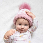 Load image into Gallery viewer, Rosy Pink Buffalo Check Pom Pom Beanie Hat

