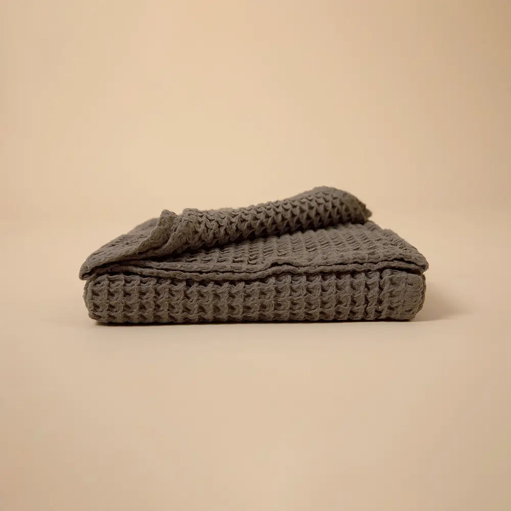 Organic Weightless Waffle Throw Blanket | Coal