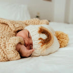 Gold Rainbow Pom Pom Beanie Hat