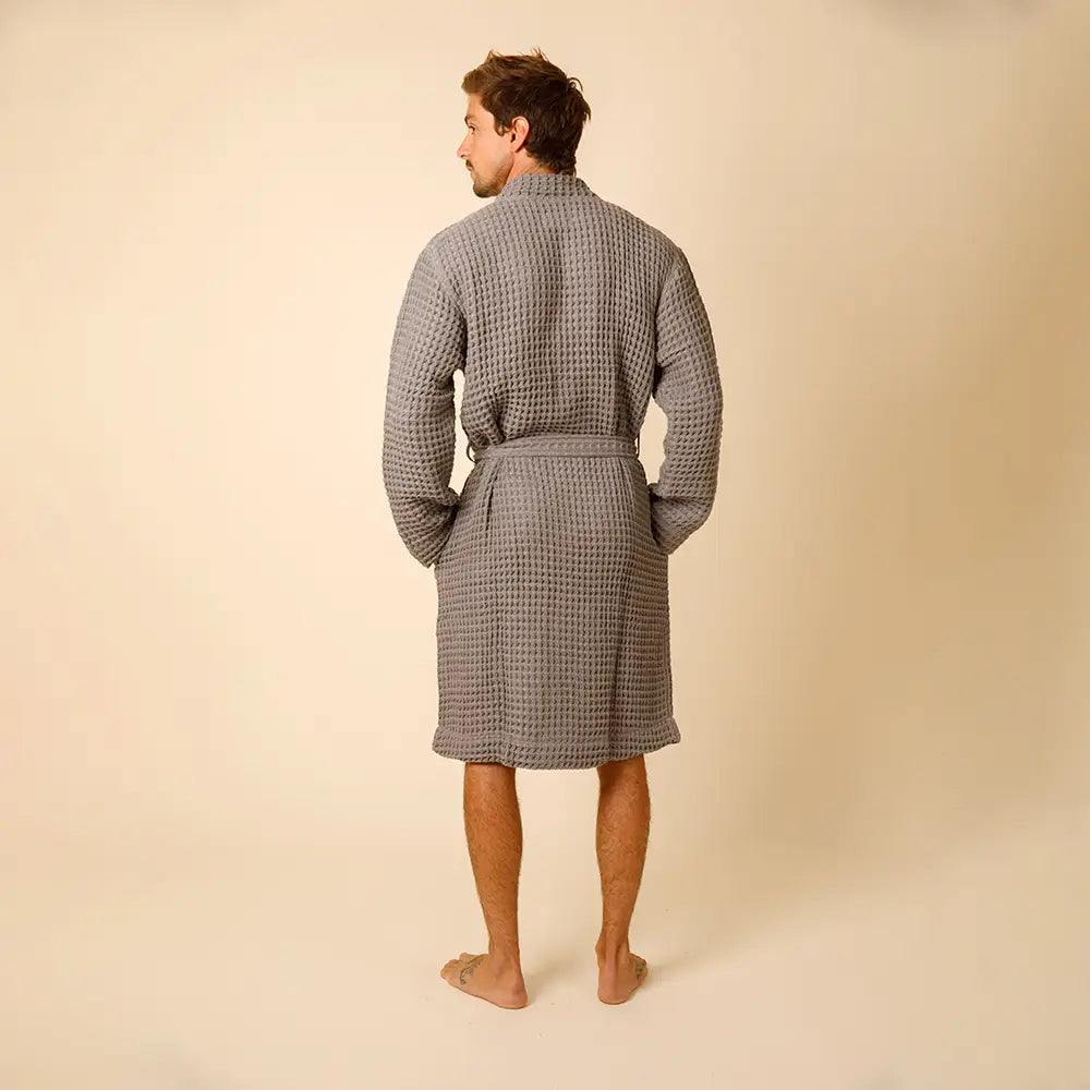 The Organic Weightless Waffle Robe - Coal