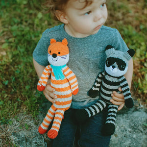 Organic Crocheted Rattle Toy | Raccoon