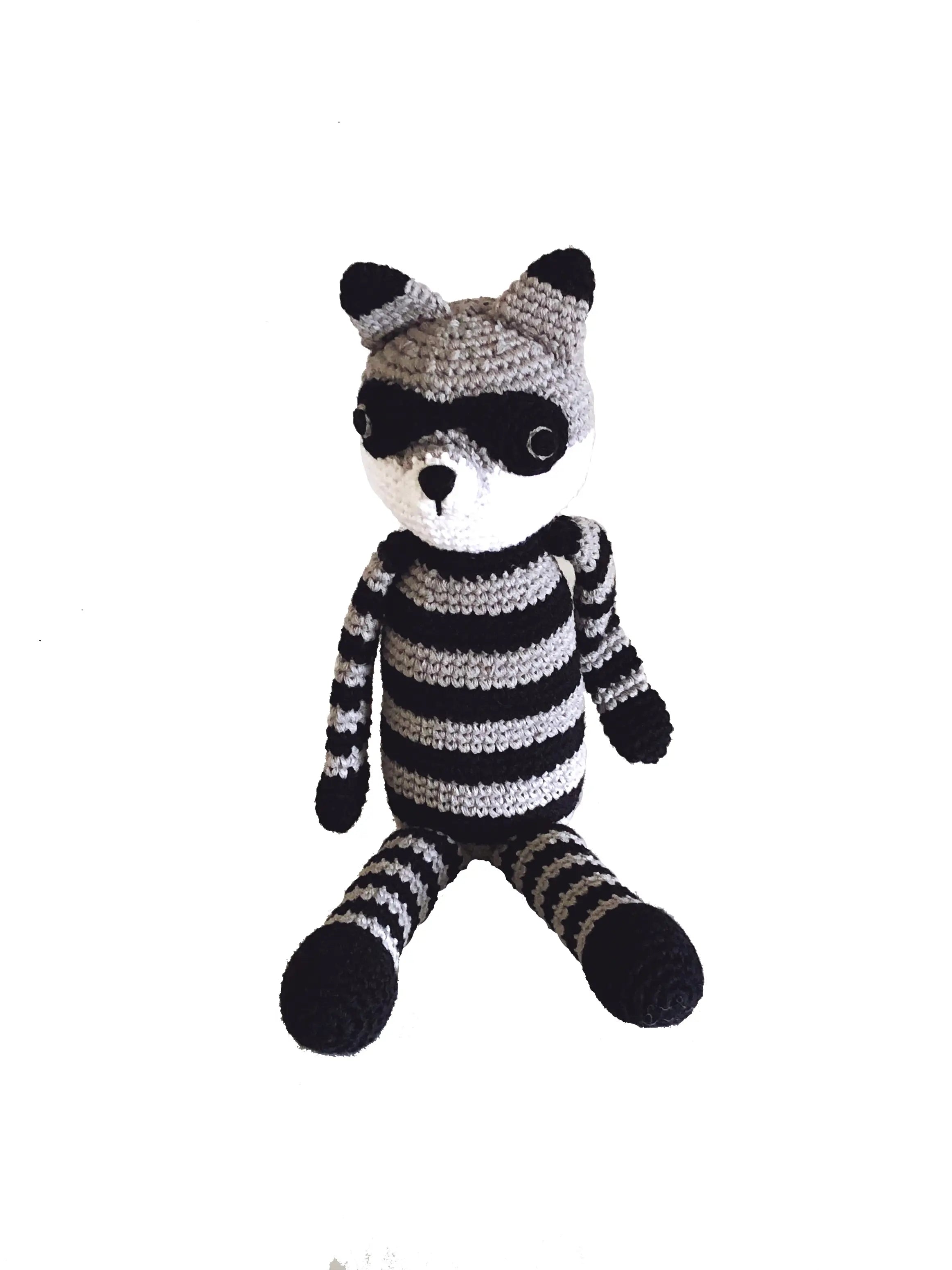 Organic Crocheted Rattle Toy | Raccoon