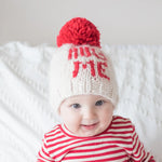 Load image into Gallery viewer, Hug Me Valentine&#39;s Day Hand Knit Beanie Hat
