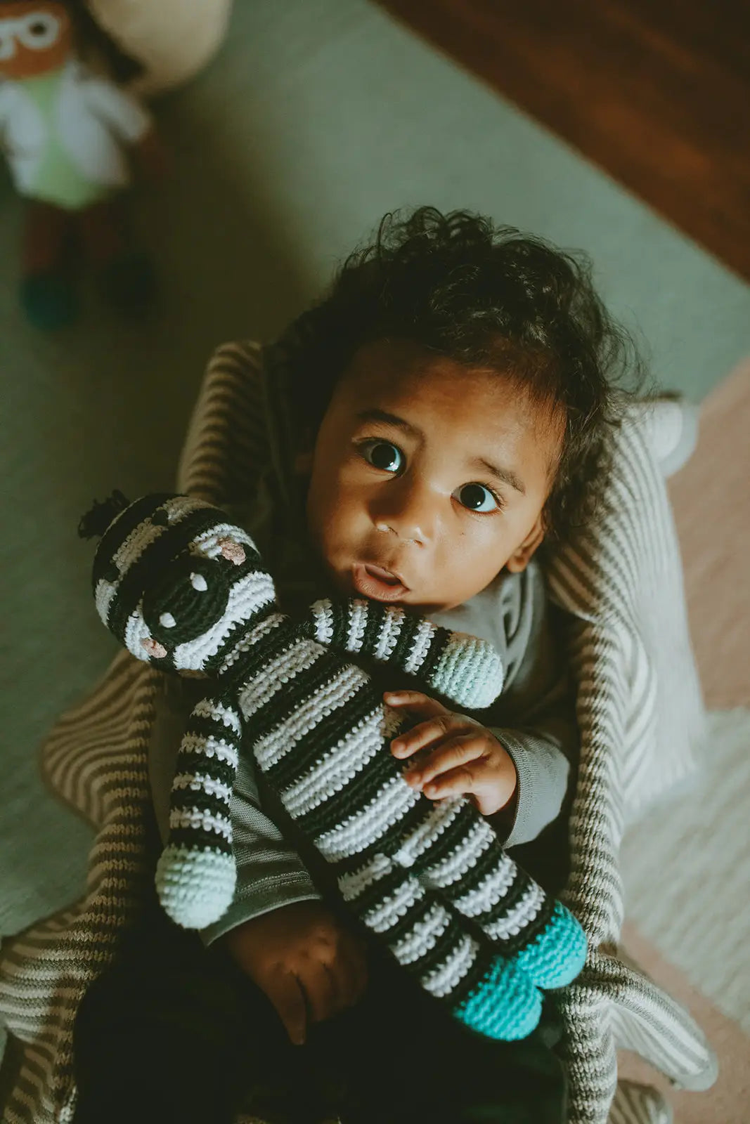 Organic Crocheted Rattle Toy | Zebra