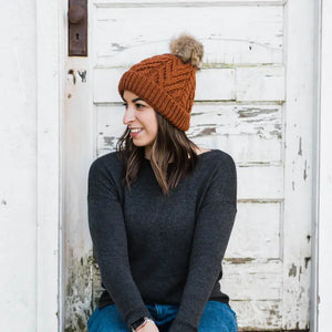 Chili Pop Hand Knit Pom Pom Beanie Hat