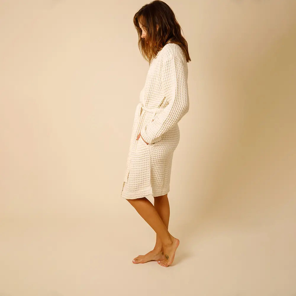The Organic Weightless Waffle Robe - Wheat