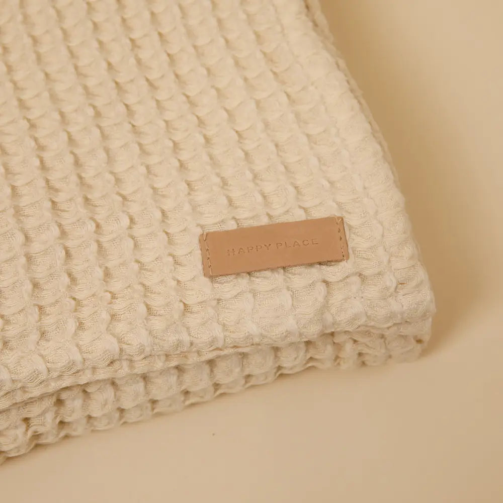 Organic Weightless Waffle Throw Blanket | Wheat