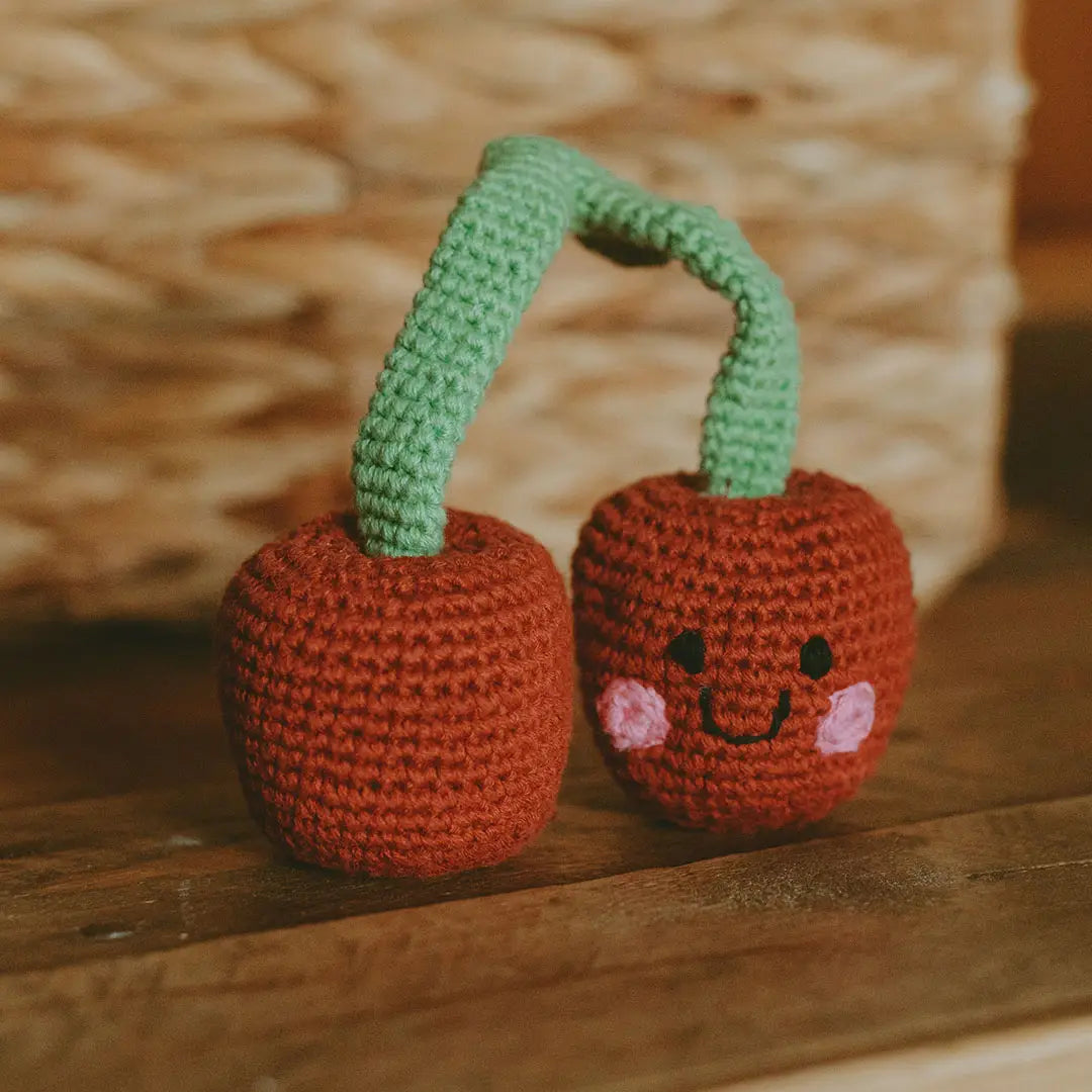 Organic Crocheted Fruit Rattle | Friendly Cherries