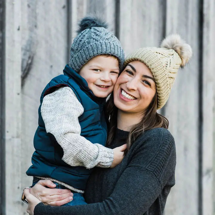 Birch Pop Hand Knit Pom Pom Beanie Hat