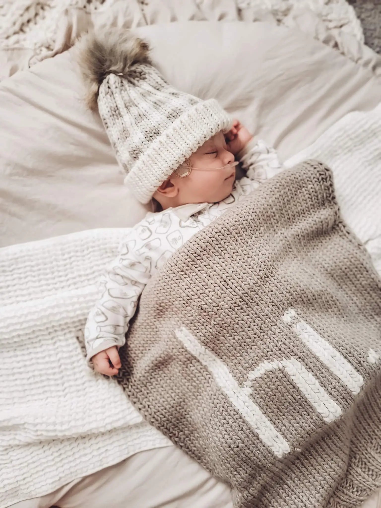 Pebble Buffalo Check Pom Pom Beanie Hat