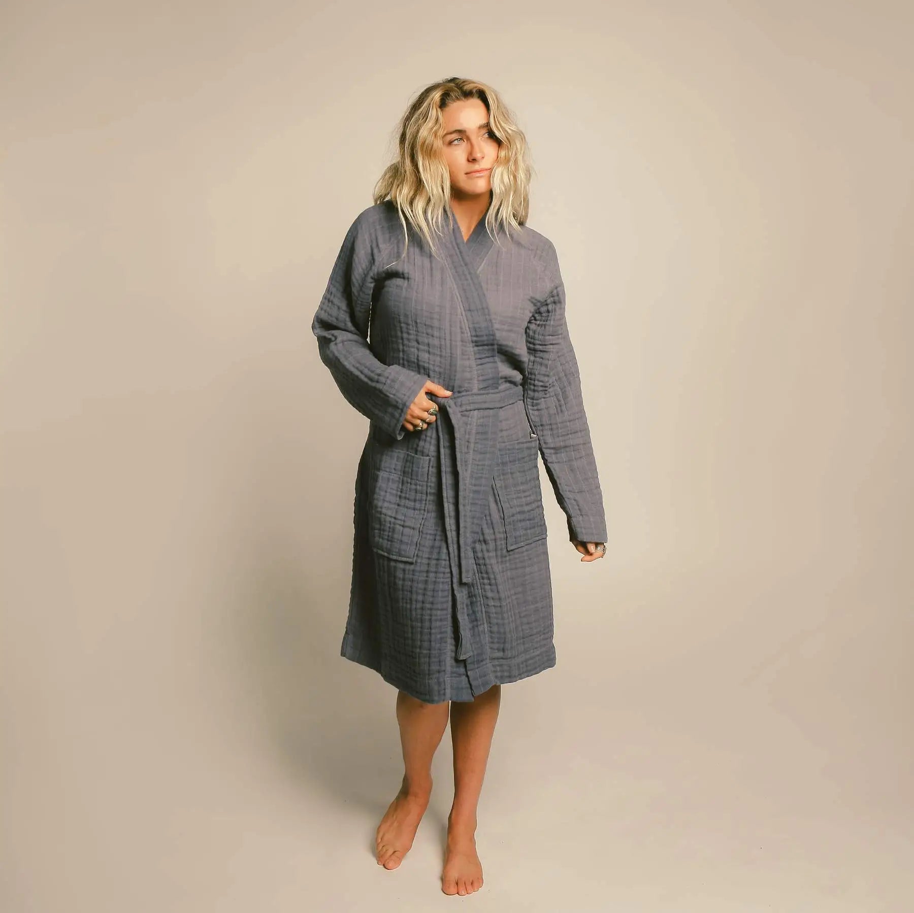The Organic Gauzy Robe - Indigo