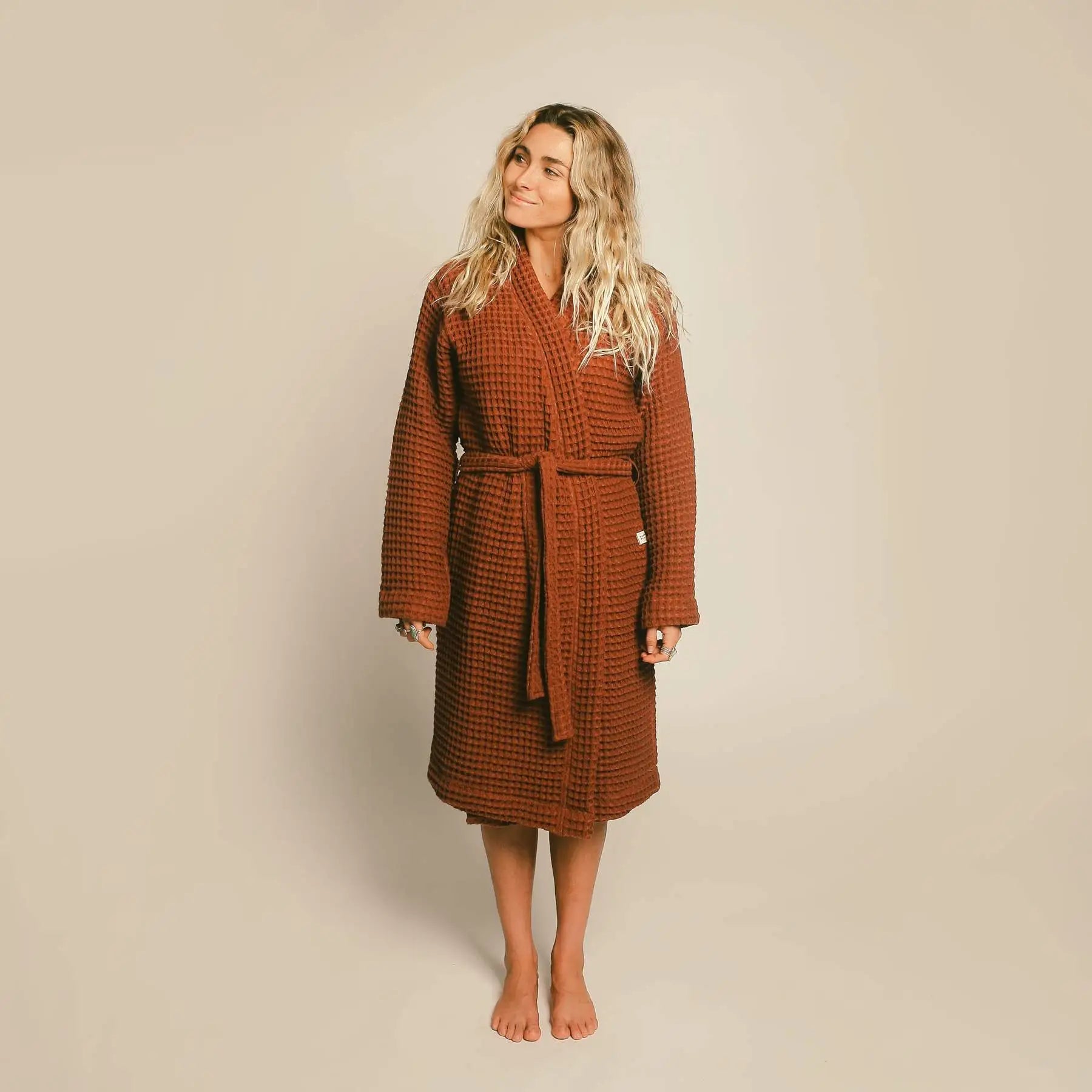 The Organic Weightless Waffle Robe - Clay
