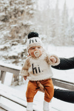Load image into Gallery viewer, hi. Black Pom Pom Beanie Hat
