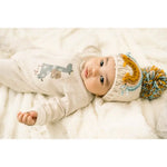 Load image into Gallery viewer, Teal Rainbow Pom Pom Beanie Hat
