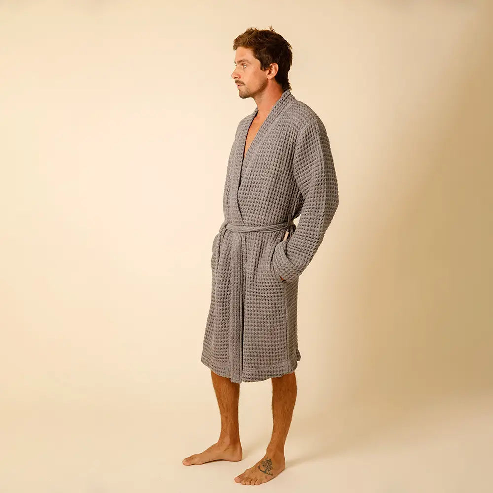 The Organic Weightless Waffle Robe - Coal