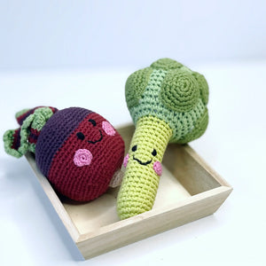 Organic Crocheted Veggie Rattle | Friendly Broccoli