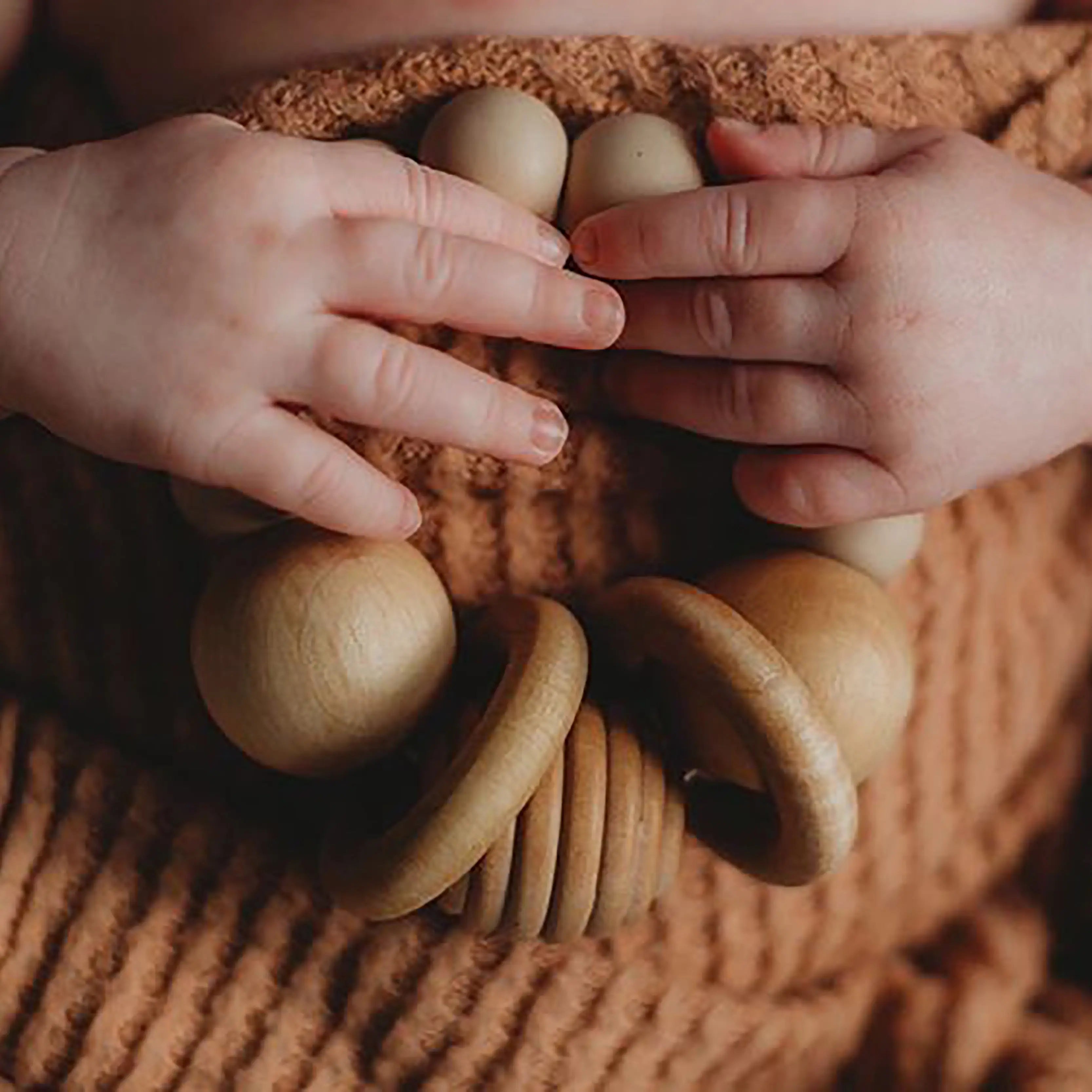 Wood & Silicone Teething Rattle | Market Oatmeal