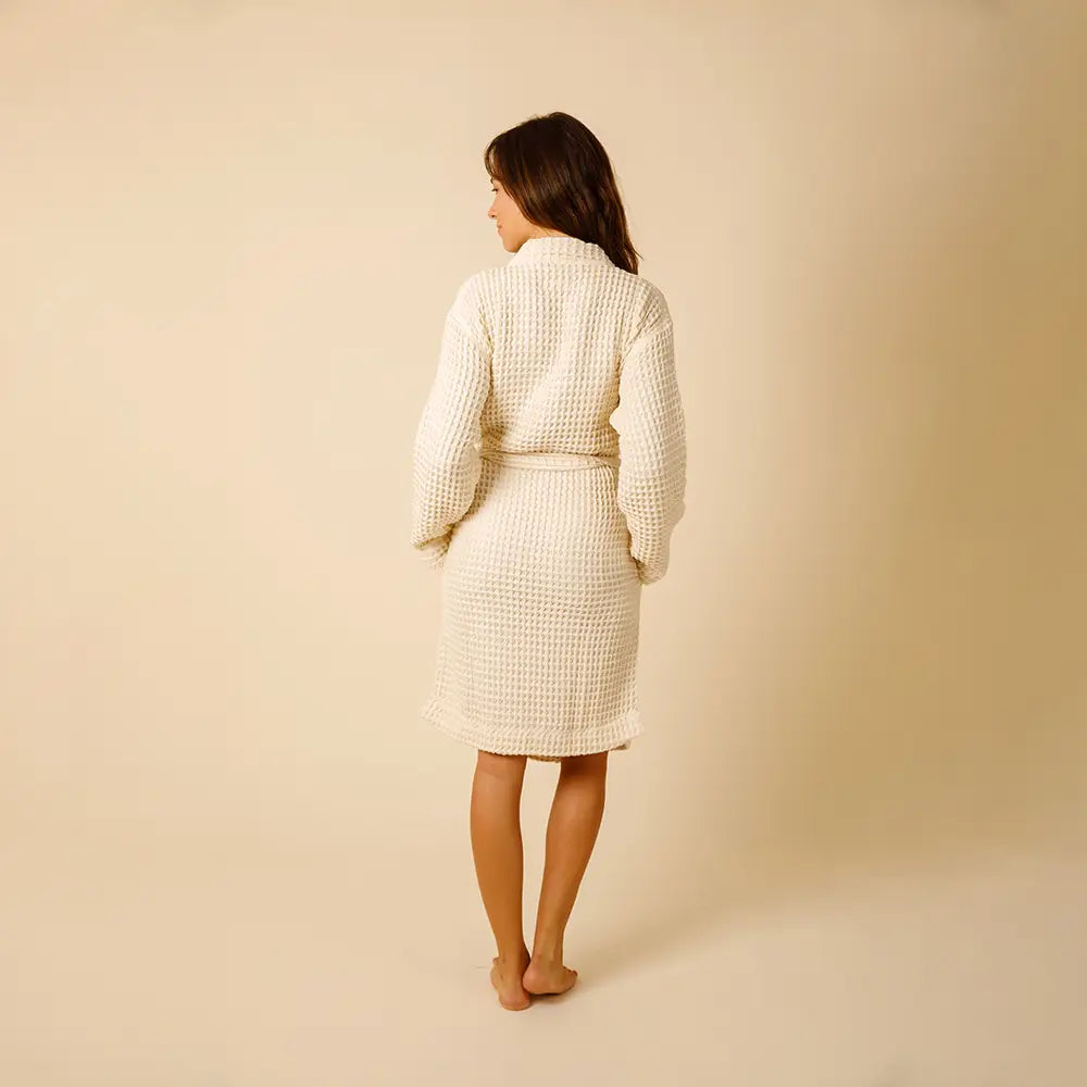 The Organic Weightless Waffle Robe - Wheat