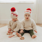 Santa Baby Hand Knit Pom Pom Beanie Hat