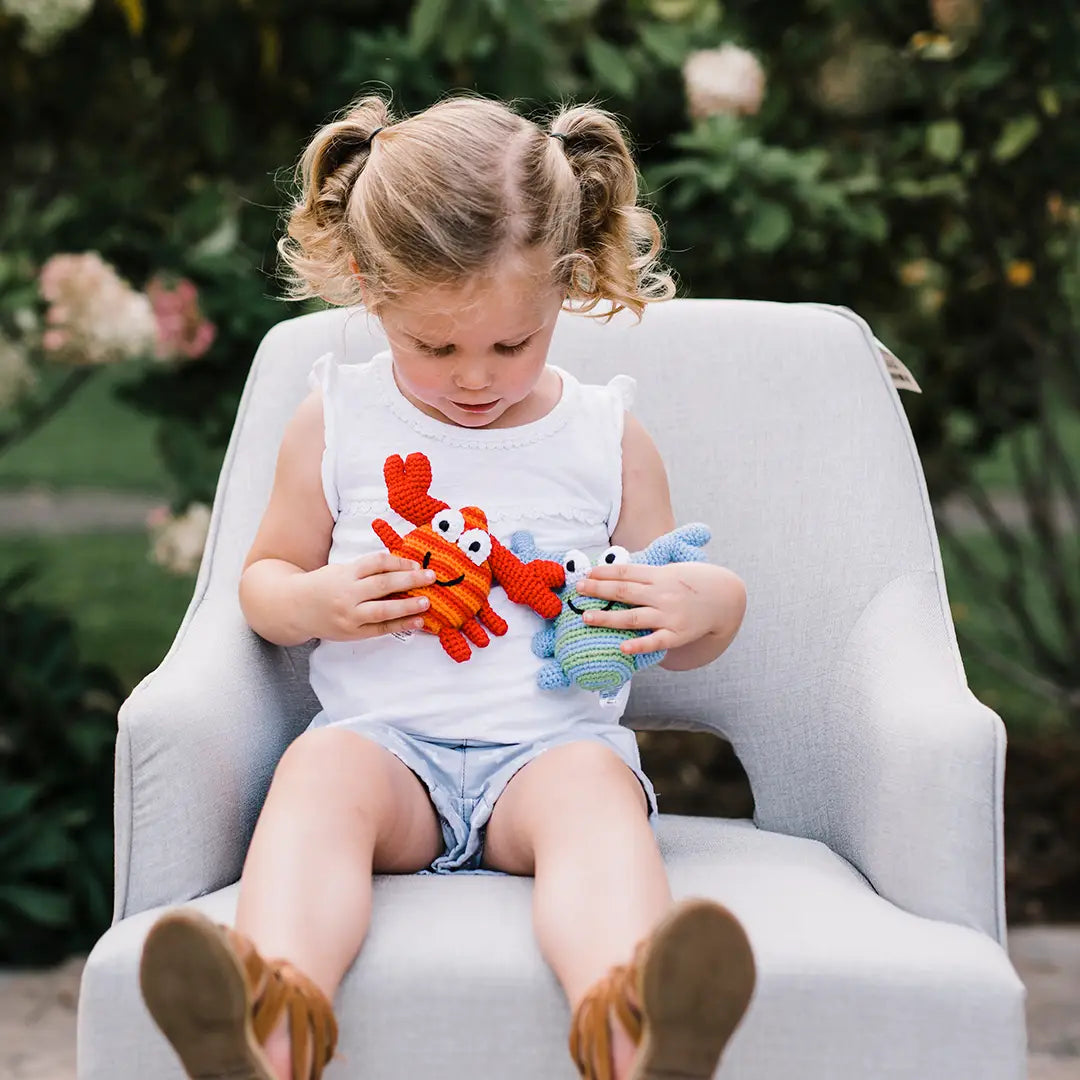 Organic Crocheted Rattle Toy | Red Crab