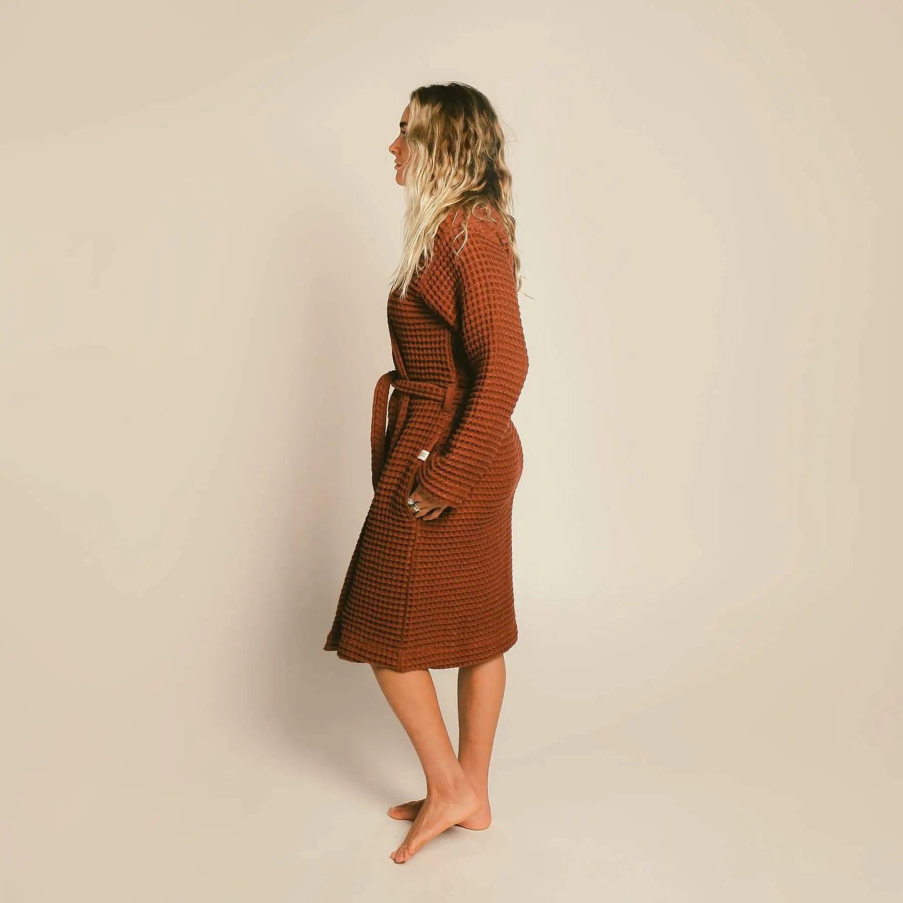 The Organic Weightless Waffle Robe - Clay